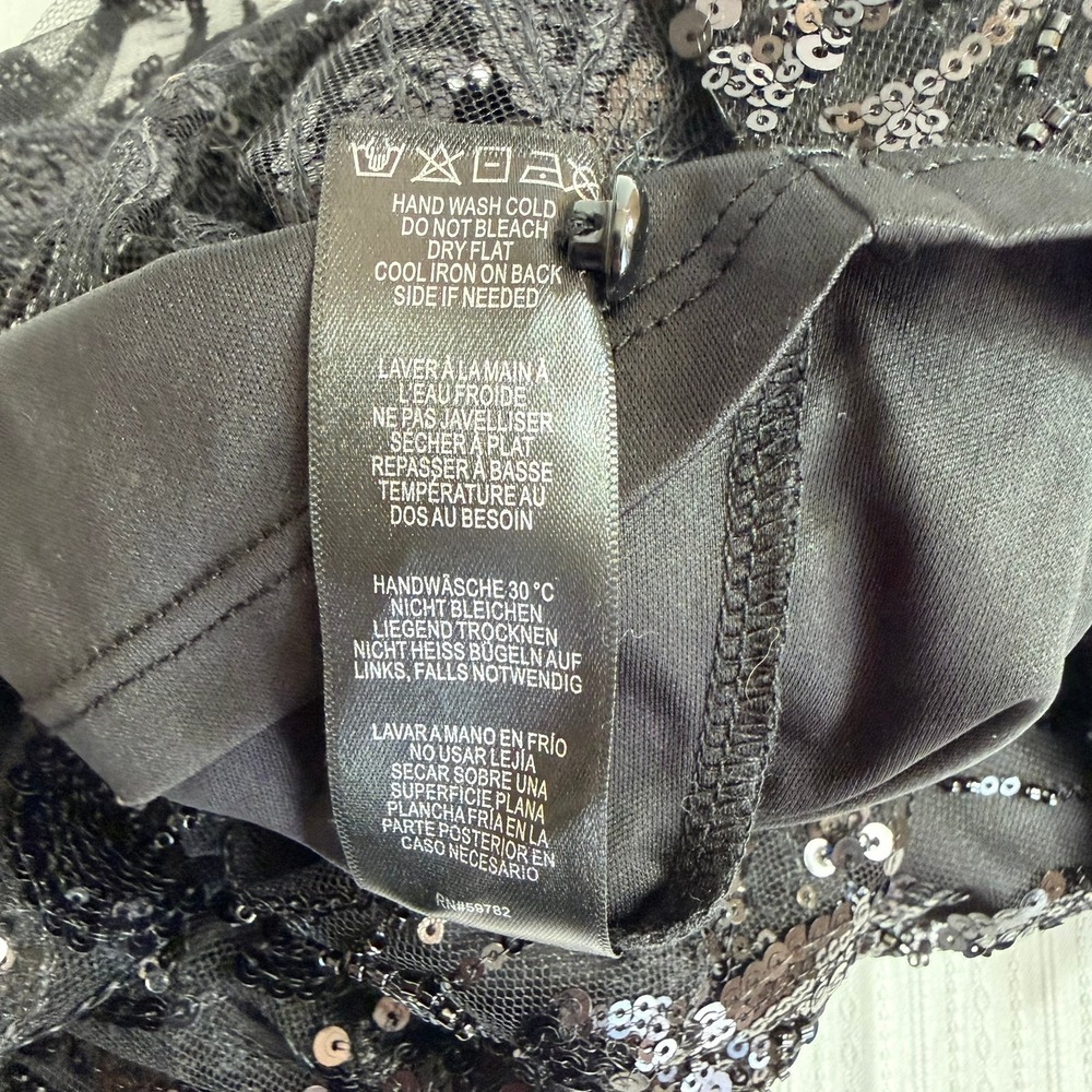 Adrianna Papell Womens Sequin Embellished Illusion Sleeve Sz M Statement Top - Picture 4 of 9
